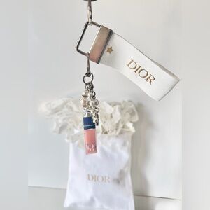 Dior Addict Lip Maximizer 001 Pink Plumping Gloss Mini Keyfob Bag Charm Charm